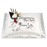 Skírnarterta með sykurmassa, skrauti & texta